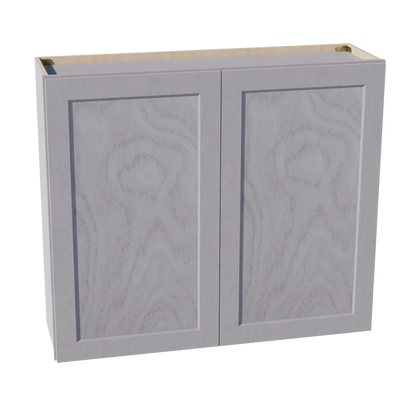 HLG-W4236: Light Gray Shaker 42"W x 36"H 2 Doors & 2 Shelves Standard Wall Cabinet