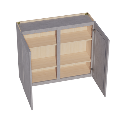 HLG-W4236: Light Gray Shaker 42"W x 36"H 2 Doors & 2 Shelves Standard Wall Cabinet