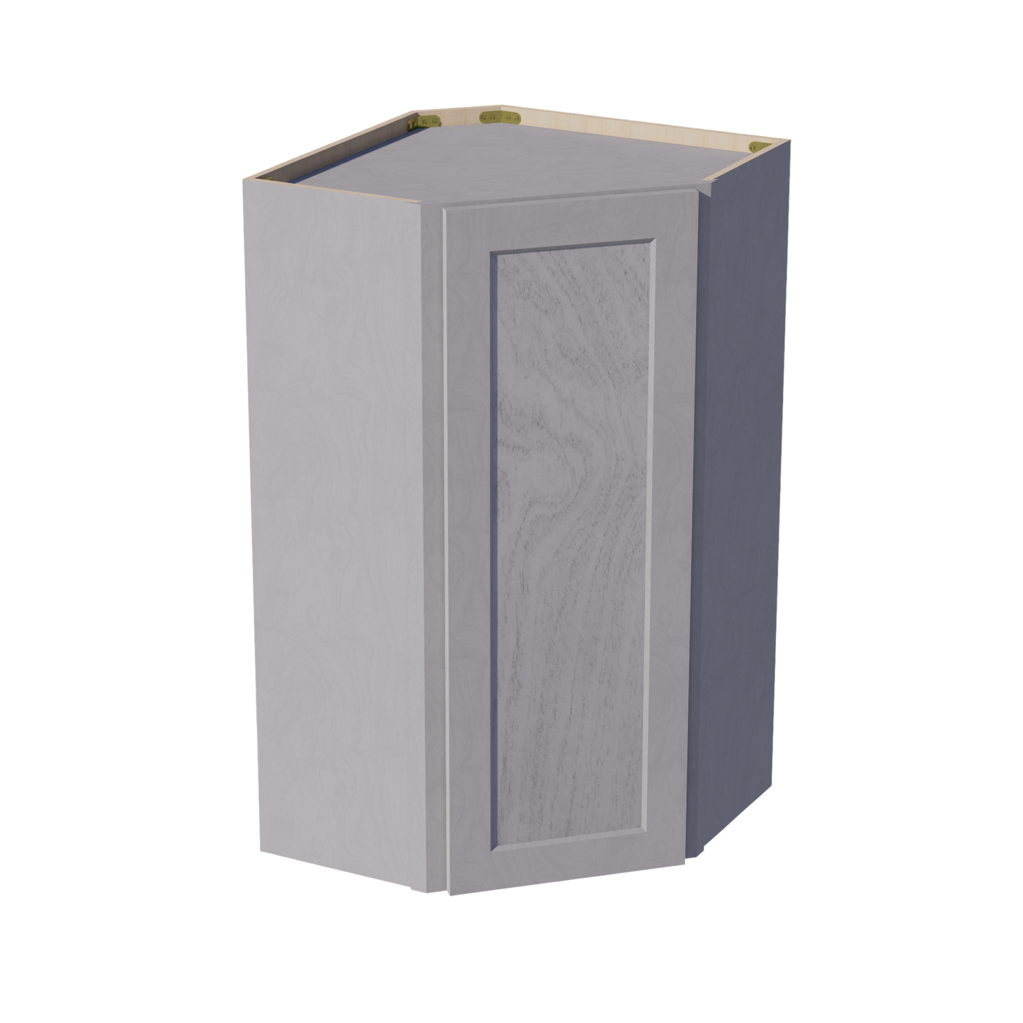 HLG-WDC2442: Light Gray Shaker 24"W x 42"H 1 Door & 2 Shelves Diagonal Wall Corner Cabinet