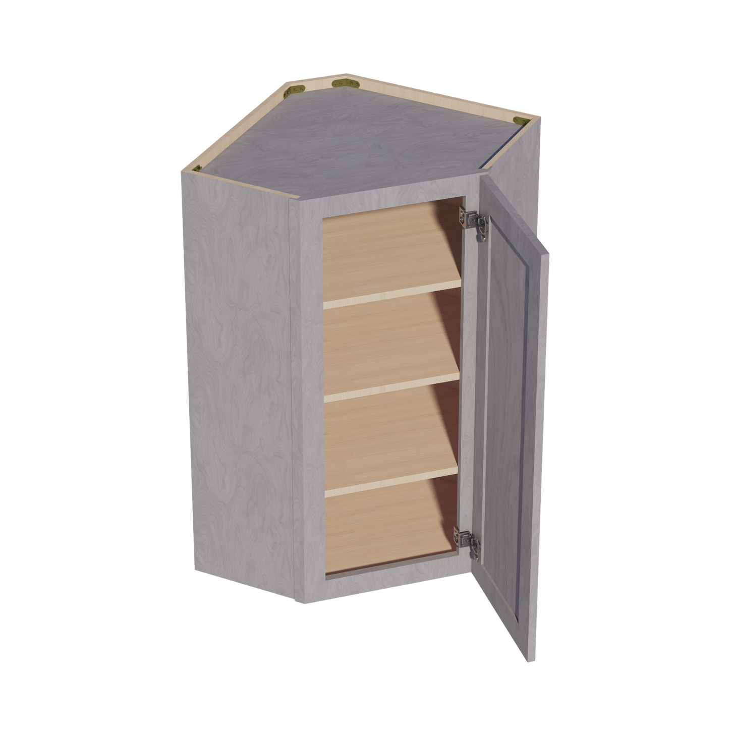 HLG-WDC2442: Light Gray Shaker 24"W x 42"H 1 Door & 2 Shelves Diagonal Wall Corner Cabinet