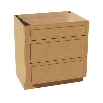 HT-DB33: Timber Wood Shaker 33" 3 Drawers Base Cabinet