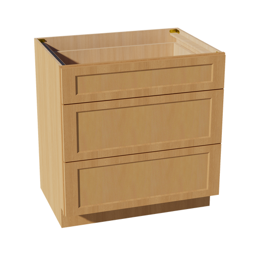 HT-DB33: Timber Wood Shaker 33" 3 Drawers Base Cabinet