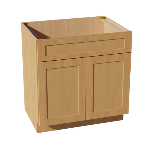 HT-SB33: Timber Wood Shaker 33" 2 Doors 1 False Drawer Sink Base Cabinet