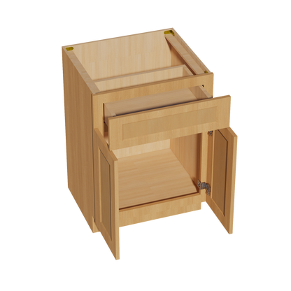 HT-VB2421: Timber Wood Shaker 24"W x 34-1/2"H x 21"D 2 Doors & 1 Drawer Double Door Vanity Base Cabinets