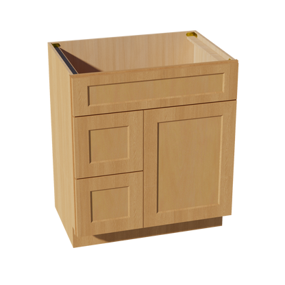 HT-VSD3021L: Timber Wood Shaker 30"W x 34-1/2"H x 21"D 1 Door & 2 Left Drawers Offset Vanity Sink Base Cabinets