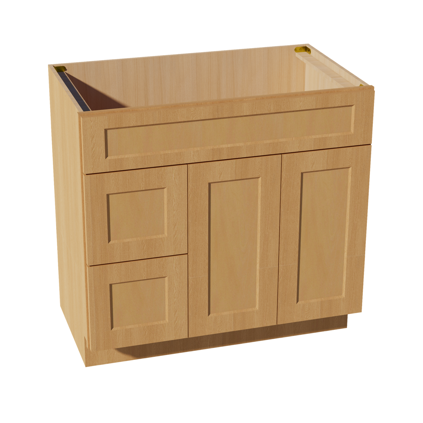 HT-VSD3621L: Timber Wood Shaker 36"W x 34-1/2"H x 21"D 2 Doors & 2 Left Drawers Offset Vanity Sink Base Cabinets