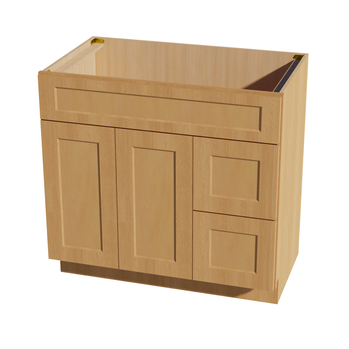 HT-VSD3621R: Timber Wood Shaker 36"W x 34-1/2"H x 21"D 2 Doors & 2 Right Drawers Offset Vanity Sink Base Cabinets