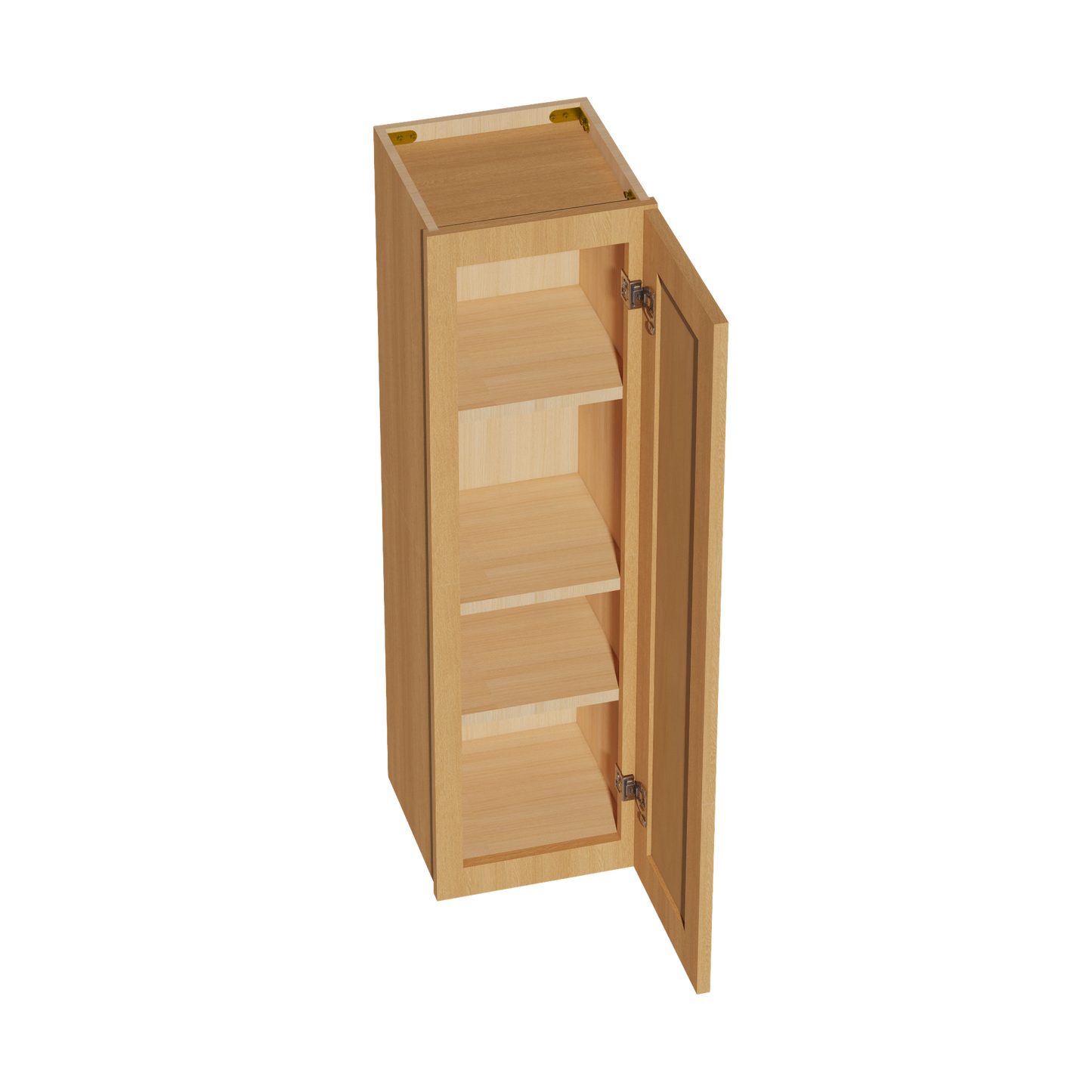 HT-W1242: Timber Wood Shaker 12"W x 42"H 1 Door & 3 Shelves Standard Wall Cabinet