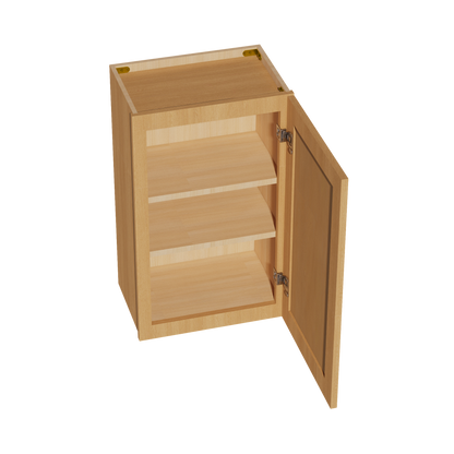 HT-W1830: Timber Wood Shaker 18"W x 30"H 1 Door & 2 Shelves Standard Wall Cabinet