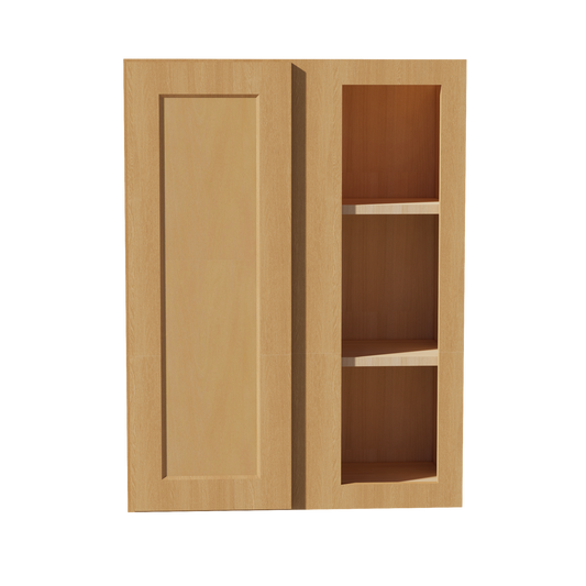HT-WBC2736: Timber Wood Shaker 27"W x 36"H 1 Door & 2 Shelves Wall Blind Corner Cabinets