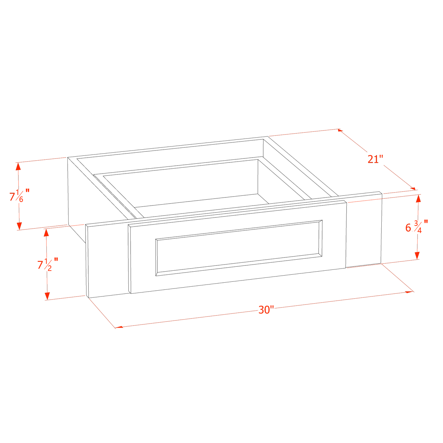 TW-KD30: Creamy White Shaker 30"W Vanity Knee Drawers