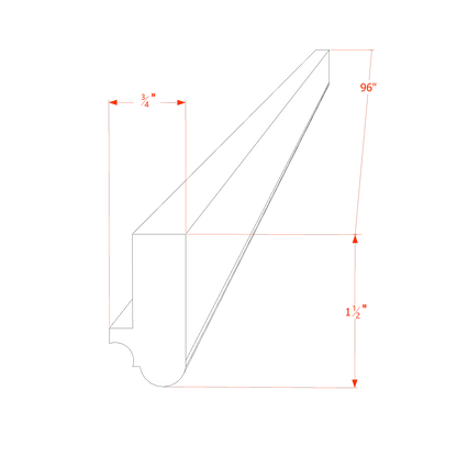 HT-LRM: Timber Wood Shaker 96"W x 1-1/2"H x 3/4"D Light Rail Molding