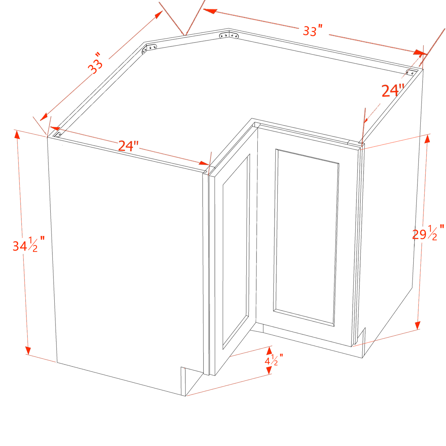 TW-LSB33: Creamy White Shaker 33" 2 Doors Lazy Susan Corner Base Cabinet