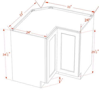 TW-LSB33: Creamy White Shaker 33" 2 Doors Lazy Susan Corner Base Cabinet