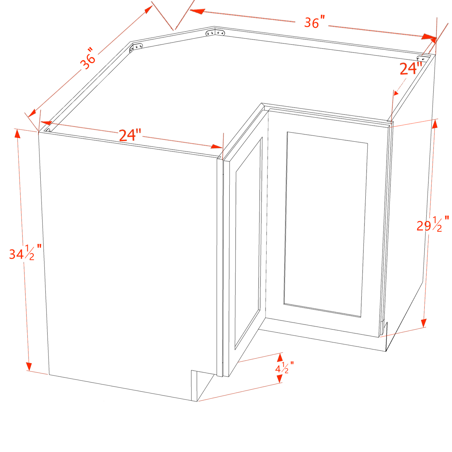 TW-LSB36: Creamy White Shaker 36" 2 Doors Lazy Susan Corner Base Cabinet