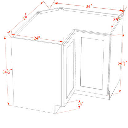 TW-LSB36: Creamy White Shaker 36" 2 Doors Lazy Susan Corner Base Cabinet