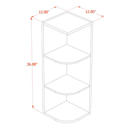 HT-OE1236: Timber Wood Shaker 12"W x 36"H 4 Shelves Wall End Shelf Cabinet