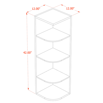 HT-OE1242: Timber Wood Shaker 12"W x 42"H 4 Shelves Wall End Shelf Cabinet