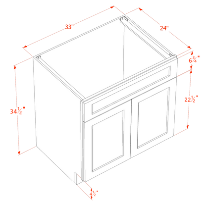 TG-SB33: Soft Green Shaker 33" 2 Doors 1 False Drawer Sink Base Cabinet