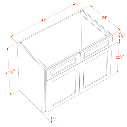 TG-SB42: Soft Green Shaker 42" 2 Doors 2 False Drawers Sink Base Cabinet