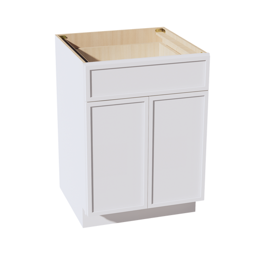 SF-B24: Frost White Slim Shaker 24" 1 Drawer 2 Doors Standard Base Cabinet