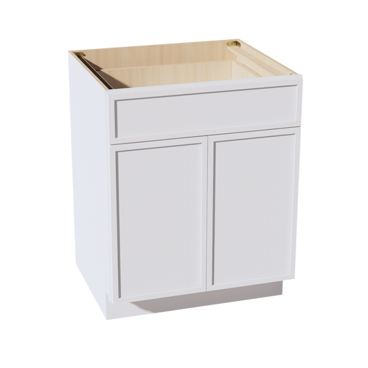 SF-B27: Frost White Slim Shaker 27" 1 Drawer 2 Doors Standard Base Cabinet