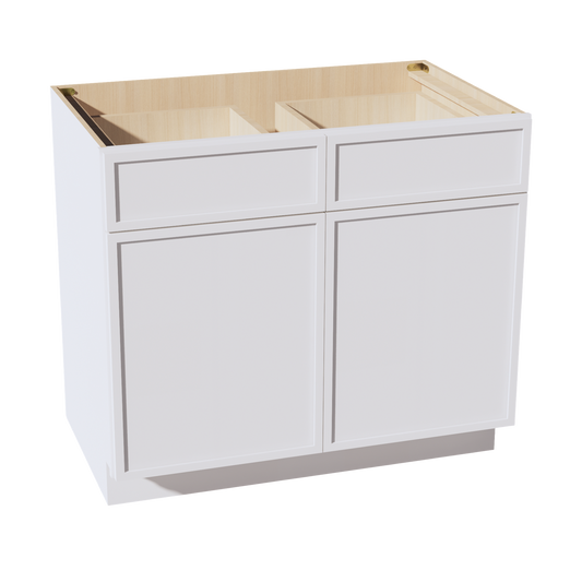SF-B39: Frost White Slim Shaker 39" 2 Drawers 2 Doors Standard Base Cabinet