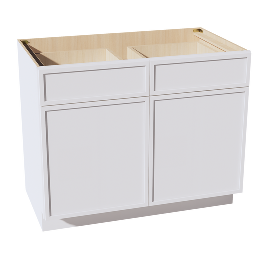 SF-B42: Frost White Slim Shaker 42" 2 Drawers 2 Doors Standard Base Cabinet