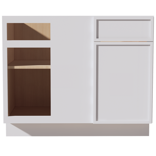 SF-BBC42/45: Frost White Slim Shaker 42" 1 Door - 1 Drawer Blind Corner Base Cabinets