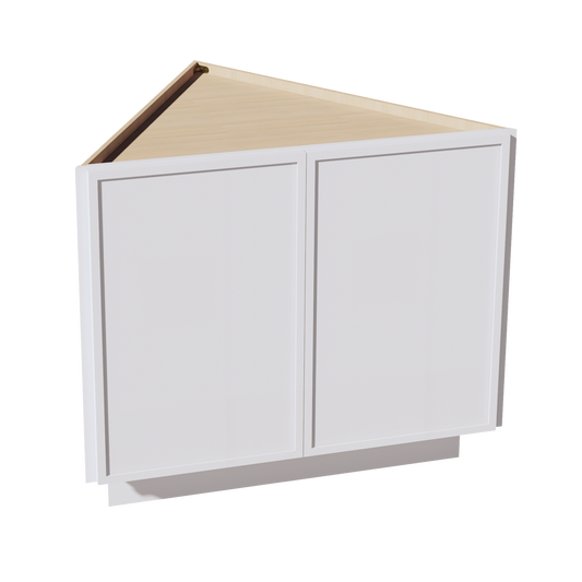 SF-BEC24: Frost White Slim Shaker 24" 2 Full Height Door Angled End Base Cabinets