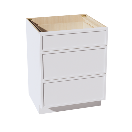SF-DB27: Frost White Slim Shaker 27" 3 Drawers Base Cabinet