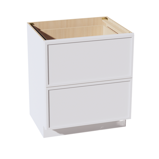 SF-DB30-2: Frost White Slim Shaker 30" 2 Drawers Base Cabinet