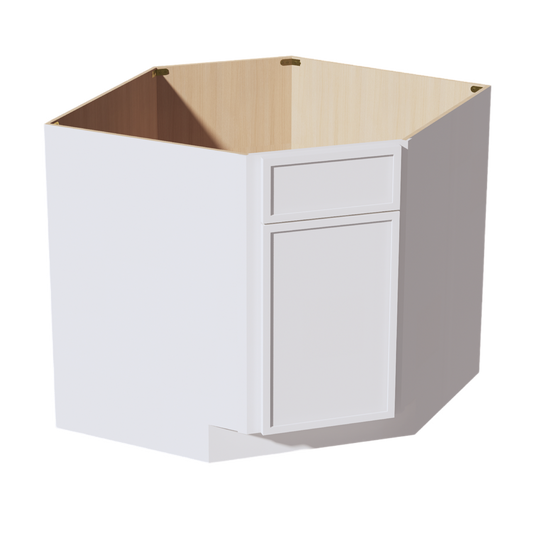 SF-DSB36: Frost White Slim Shaker 36" 1 Door 1 False Drawer Corner Sink Base Cabinets