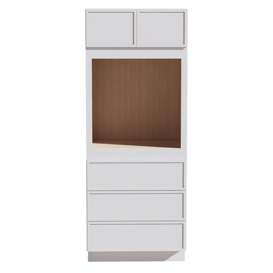 SF-OC3384: Frost White Slim Shaker 33"W x 84"H x 24"D 2 Doors & 3 Drawers Tall Oven Shelf Cabinets