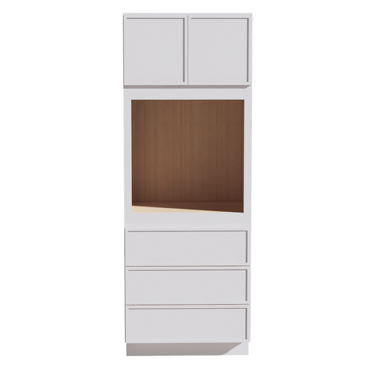 SF-OC3390: Frost White Slim Shaker 33"W x 90"H x 24"D 2 Doors & 3 Drawers Tall Oven Shelf Cabinets