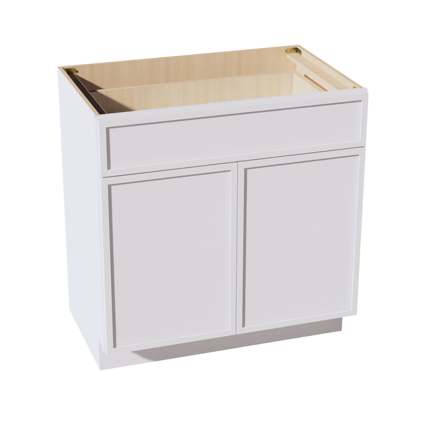 SF-VB3321: Frost White Slim Shaker 33"W x 34-1/2"H x 21"D 2 Doors & 1 Drawer Double Door Vanity Base Cabinets