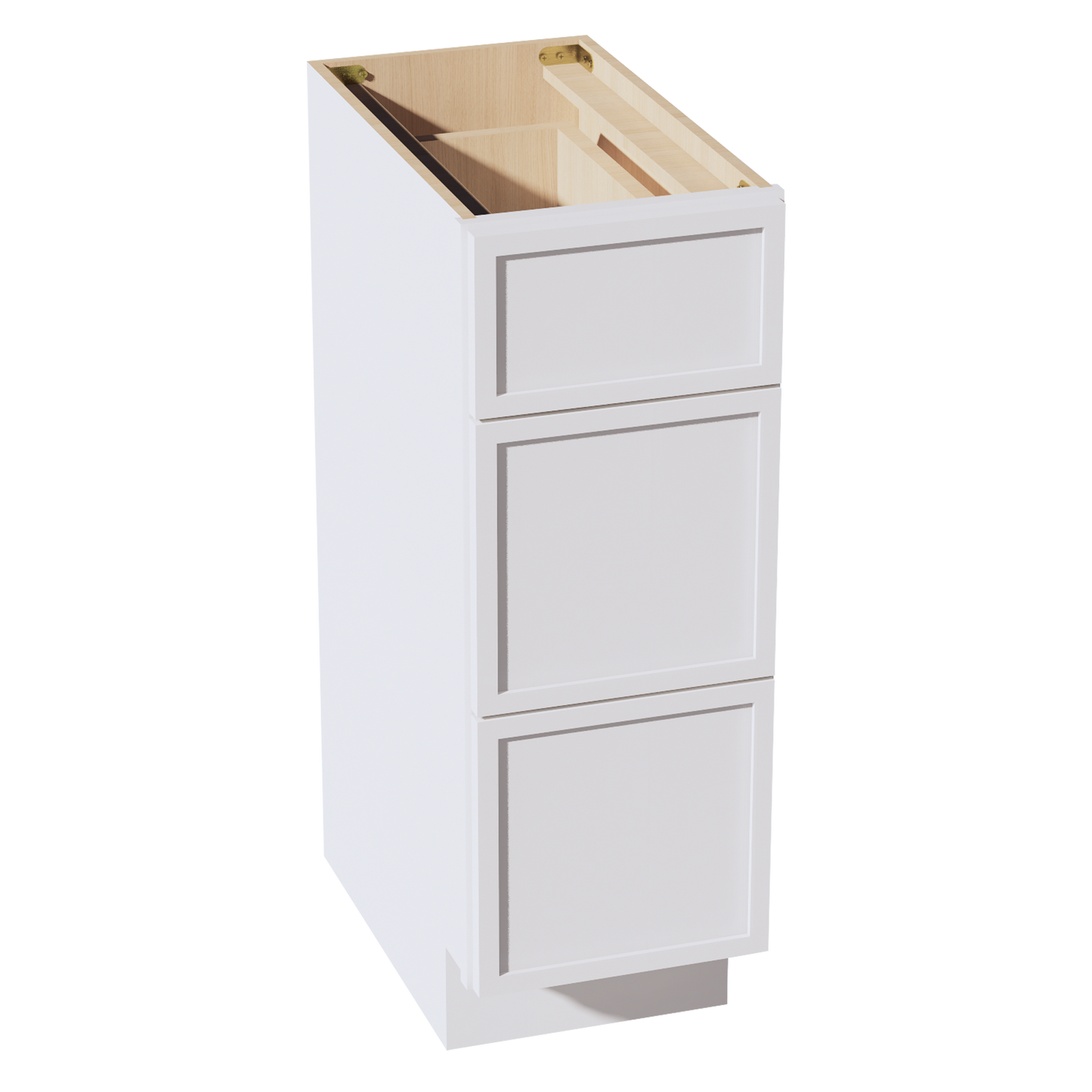 SF-VDB1221: Frost White Slim Shaker 12"W x 34-1/2"H x 21"D  3 Drawers Vanity Base Cabinets