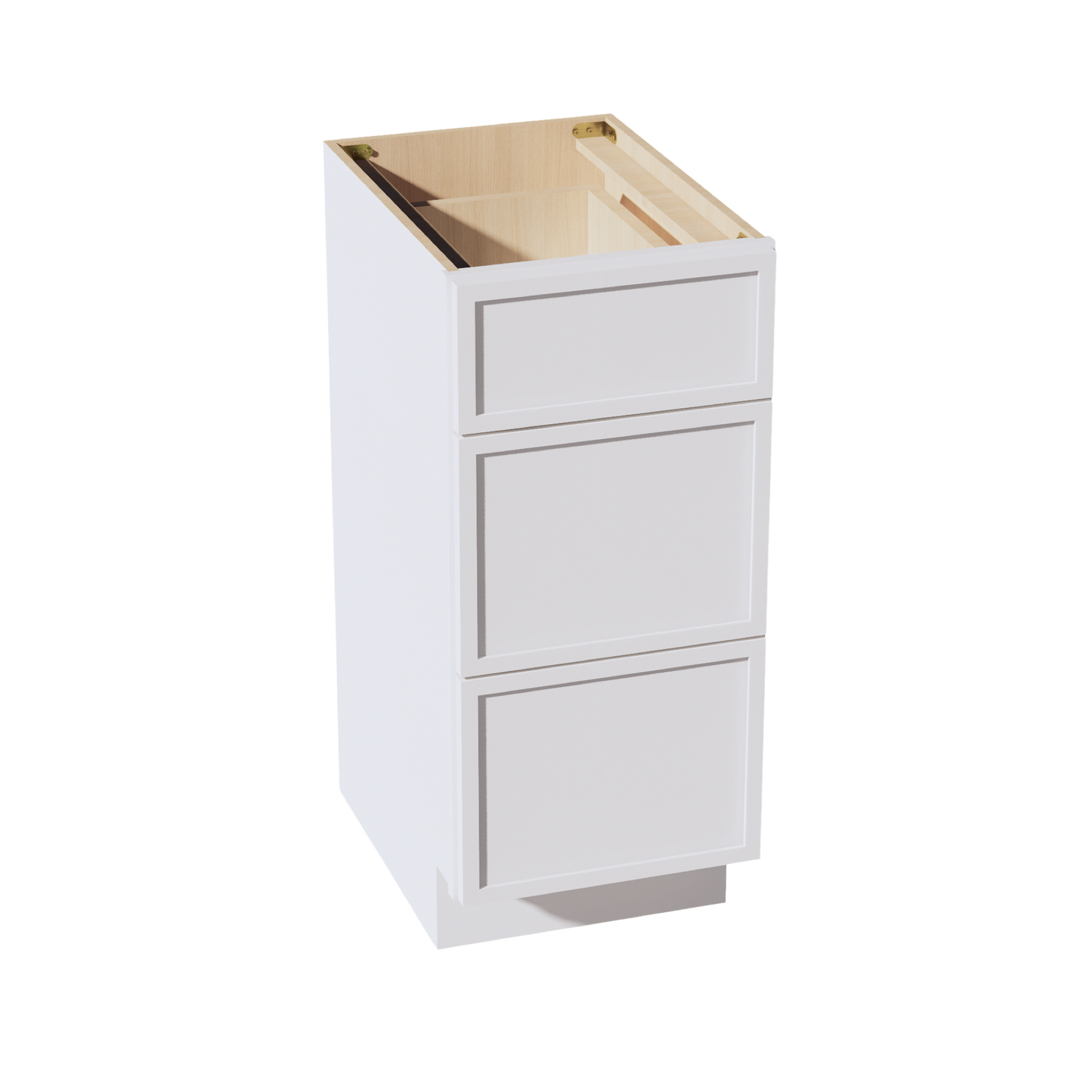 SF-VDB1521: Frost White Slim Shaker 15"W x 34-1/2"H x 21"D  3 Drawers Vanity Base Cabinets