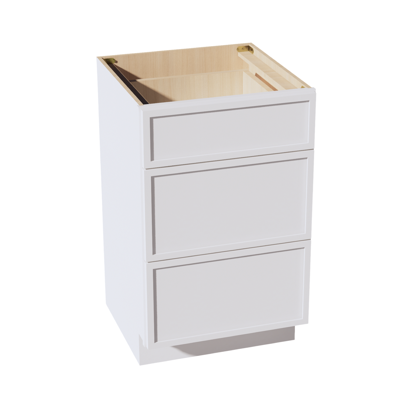 SF-VDB2121: Frost White Slim Shaker 21"W x 34-1/2"H x 21"D  3 Drawers Vanity Base Cabinets