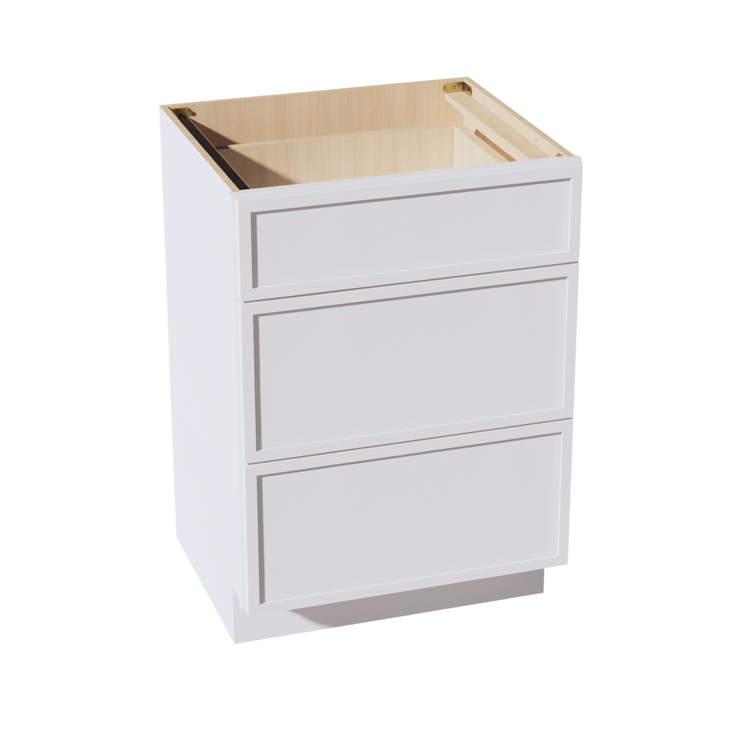 SF-VDB2421: Frost White Slim Shaker 24"W x 34-1/2"H x 21"D  3 Drawers Vanity Base Cabinets