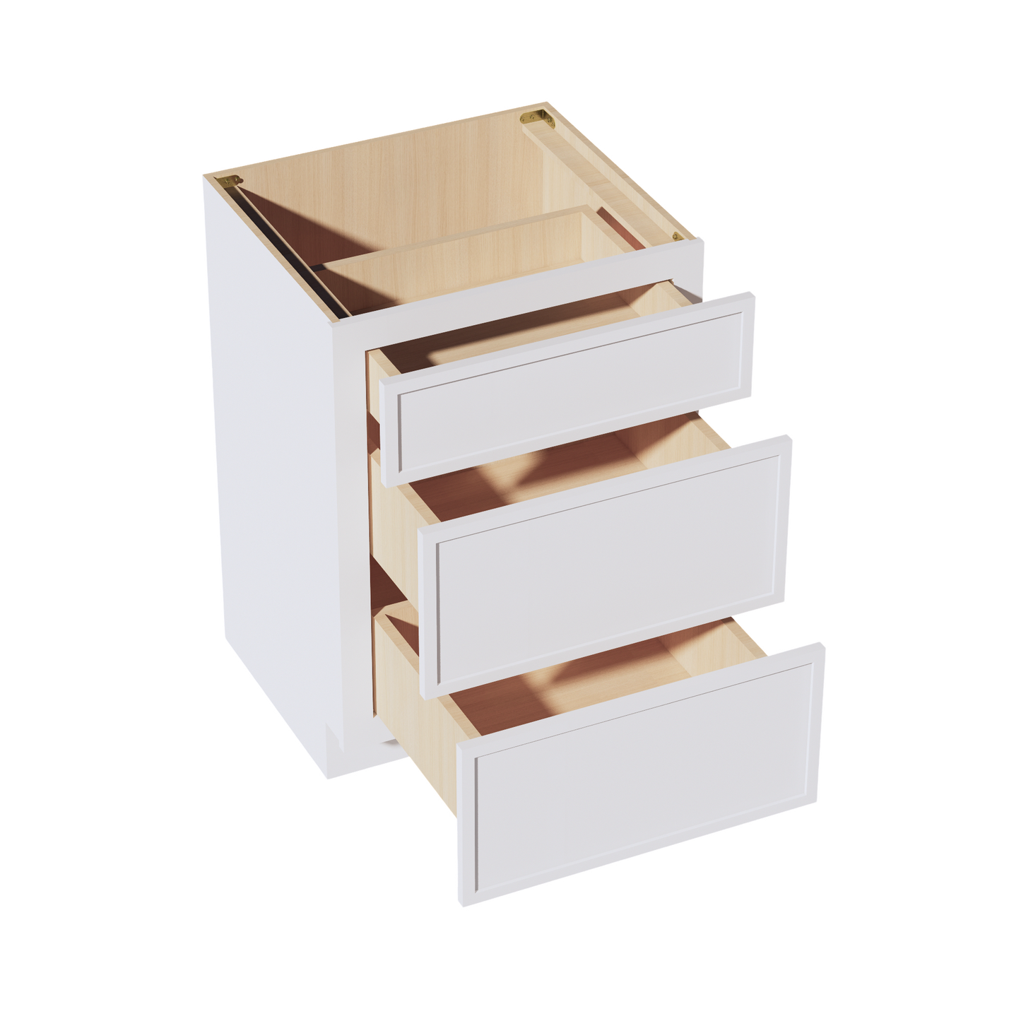 SF-VDB2421: Frost White Slim Shaker 24"W x 34-1/2"H x 21"D  3 Drawers Vanity Base Cabinets