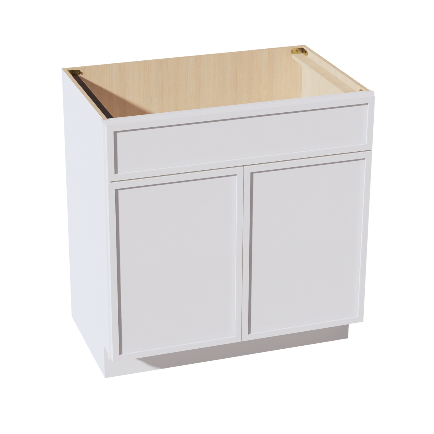 SF-VSB3321: Frost White Slim Shaker 33"W x 34-1/2"H x 21"D 2 Doors & 1 False Drawer Vanity Sink Base Cabinets