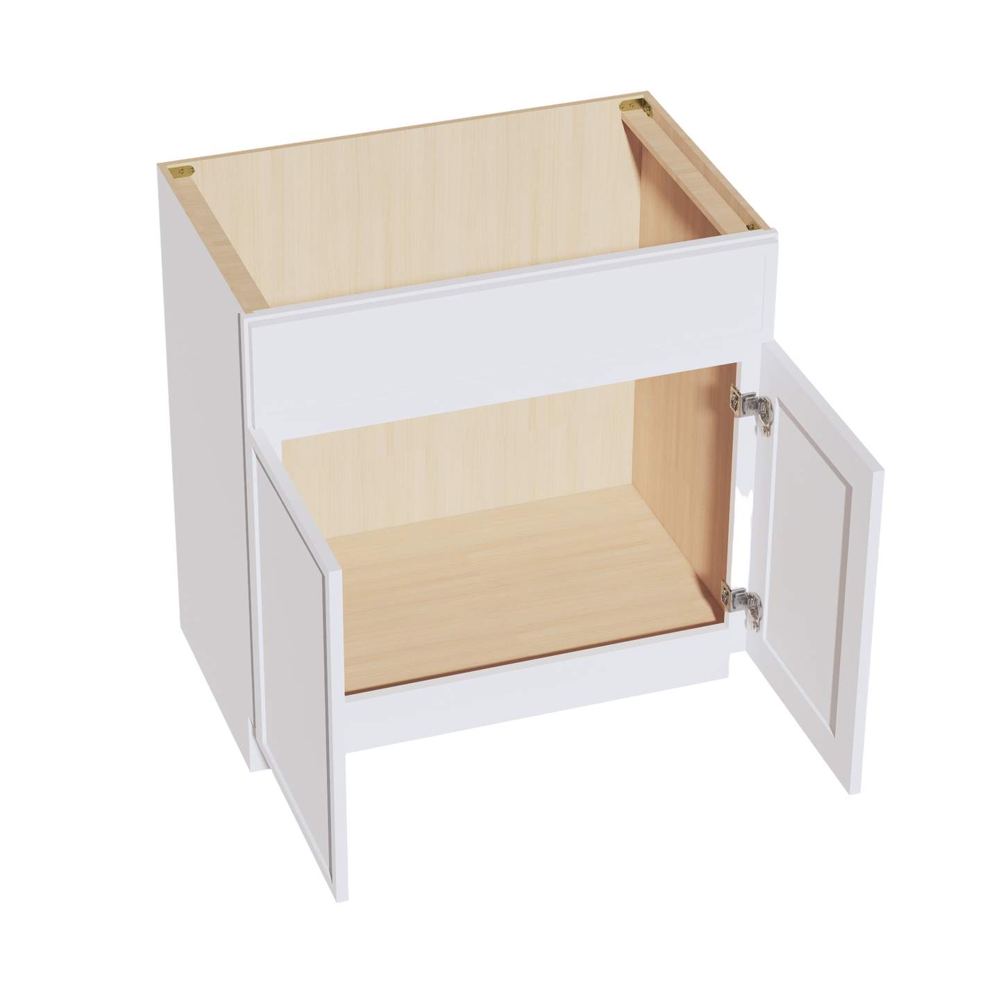 SF-VSB3321: Frost White Slim Shaker 33"W x 34-1/2"H x 21"D 2 Doors & 1 False Drawer Vanity Sink Base Cabinets