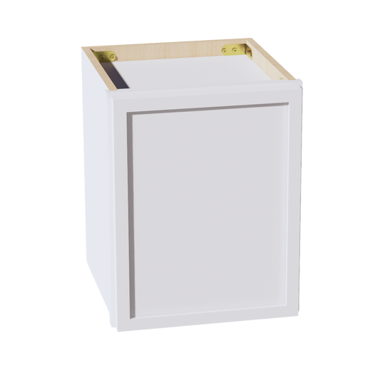 SF-W1215: Frost White Slim Shaker 12"W x 15"H 1 Door Standard Wall Bridge Cabinet