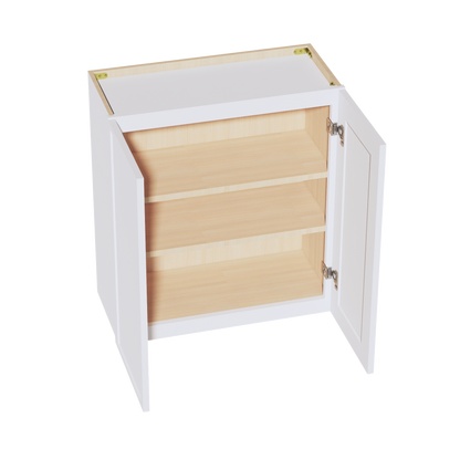 SF-W2730: Frost White Slim Shaker 27"W x 30"H 2 Doors & 2 Shelves Standard Wall Cabinet