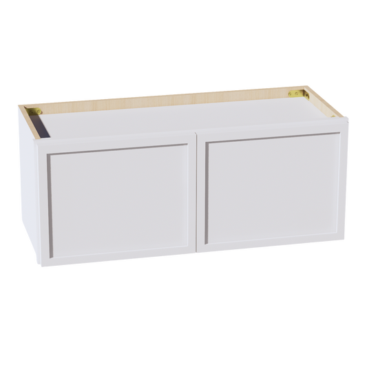 SF-W3012: Frost White Slim Shaker 30"W x 12"H 2 Doors Standard Wall Bridge Cabinet