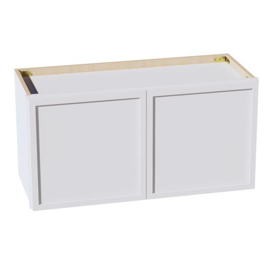 SF-W3015: Frost White Slim Shaker 30"W x 15"H 2 Doors Standard Wall Bridge Cabinet