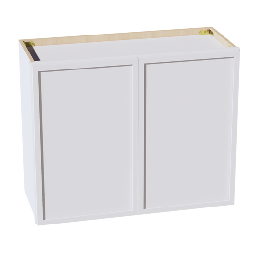 SF-W3024: Frost White Slim Shaker 30"W x 24"H 2 Doors Standard Wall Bridge Cabinet