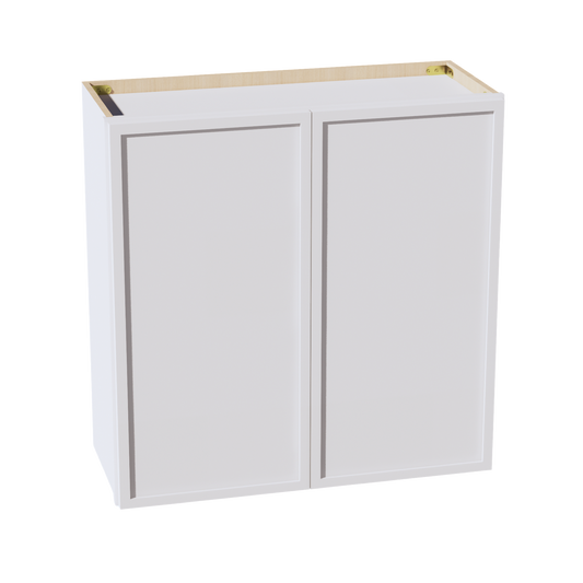 SF-W3030: Frost White Slim Shaker 30"W x 30"H 2 Doors & 2 Shelves Standard Wall Cabinet