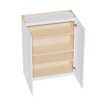 SF-W3342: Frost White Slim Shaker 33"W x 42"H 2 Doors & 3 Shelves Standard Wall Cabinet